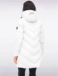 Doudoune Mi-longue Matelassée en Eco-down Vegan Imperméable À Capuche Par Oxygen