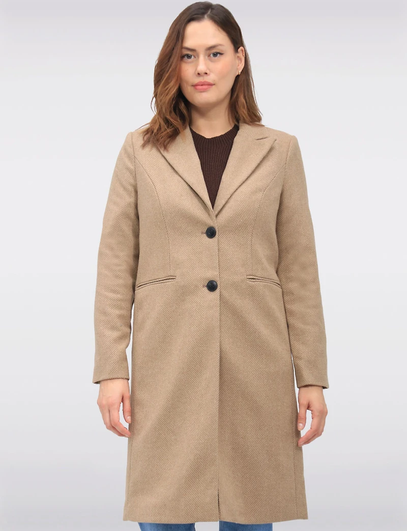 Manteau Herringbone Laine Recyclée par VeroModa