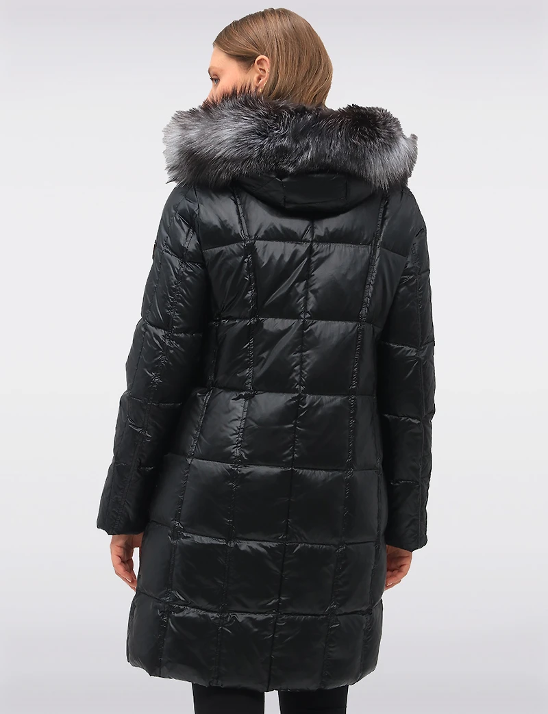 Manteau Beatrice Matelassé Ciré À Capuche Bordée De Fourrure Véritable Par Sokos