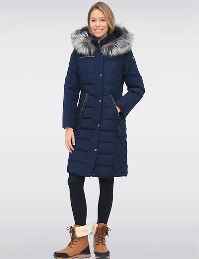 Daphne Doudoune Mi-longue Droite Capuche Bordée De Fourrure Véritable Par Sokos