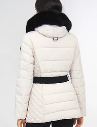 Manteau Polyloft Jennsen Ceinturé Matelassé Bordé De Fausse Fourrure Par Saki