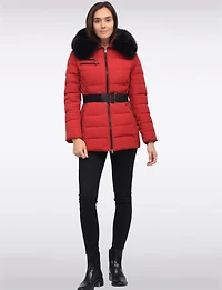 Manteau Polyloft Jennsen Ceinturé Matelassé Bordé De Fausse Fourrure Par Saki