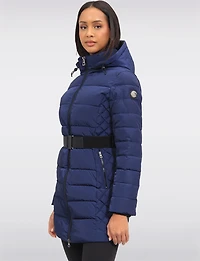 Manteau Matelassé En Eco-Duvet Avec Capuche & Fourrure Vegan par Saki