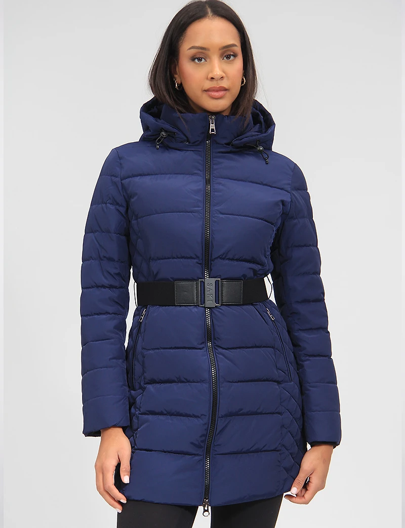 Manteau Matelassé En Eco-Duvet Avec Capuche & Fourrure Vegan par Saki