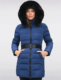 Manteau Matelassé En Eco-Duvet Avec Capuche & Fourrure Vegan par Saki