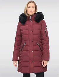 Manteau Doudoune Eco-Duvet Cire Avec Capuchon & Fourrure Vegan Amovible par Saki