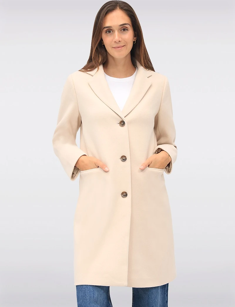 Vira Végan Manteau en Laine Mélangée À Simple Boutonnage et Col Cranté Par Saki