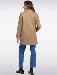 Manteau Zoe Coupe Droite en Laine Mélangée Col Haut & Boutonnage Simple Par Saki