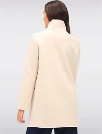 Manteau Zoe Coupe Droite en Laine Mélangée Col Haut & Boutonnage Simple Par Saki