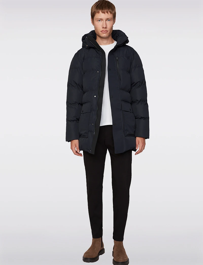 Parka Matelassée Recyclée & Coupe-Vent avec Capuchon Amovible par Projek Raw