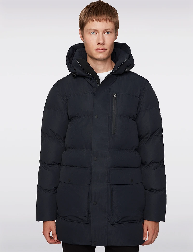 Parka Matelassée Recyclée & Coupe-Vent avec Capuchon Amovible par Projek Raw