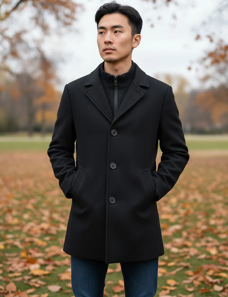 Manteau Laine Simple Boutonnage par Saki