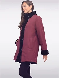 Stella Manteau Réversible Avec Fausse Fourrure Vegan Et Côté Lisse Par Saki