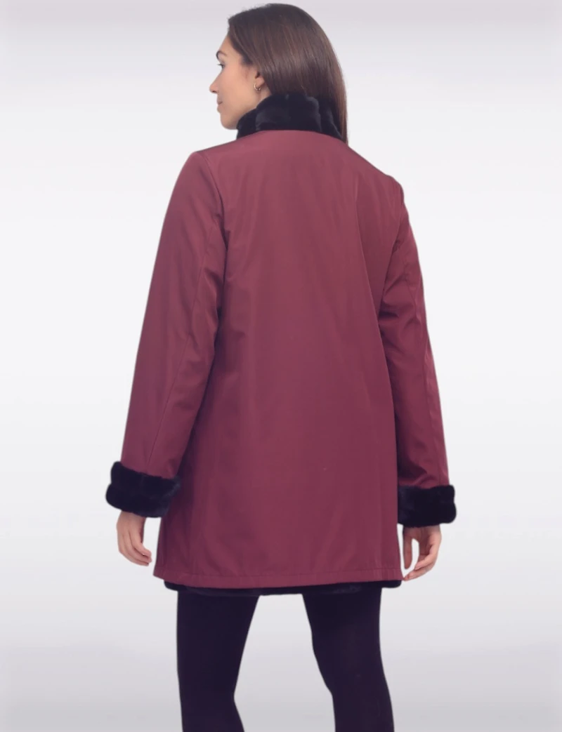 Stella Manteau Réversible Avec Fausse Fourrure Vegan Et Côté Lisse Par Saki