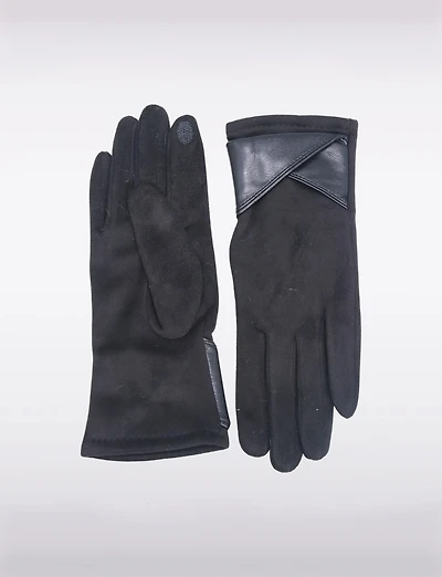 Gants Faux Suede Doublés avec Details Simili-cuir & Compatibilité Écran Tactile