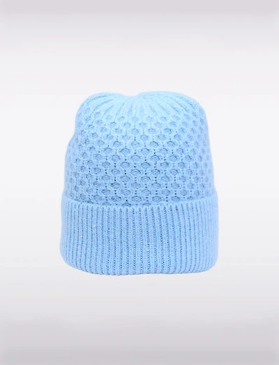 Tuque Tricotée Texturée à Motif Nid d’Abeille avec Strass & Bord Replié