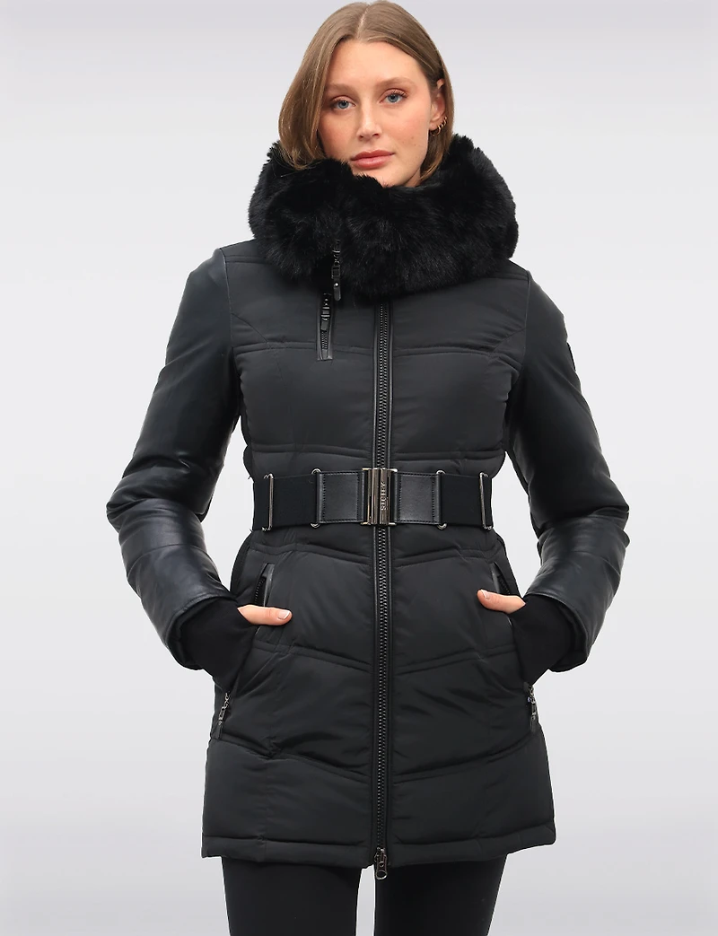 Manteau Doudoune à Capuche en Fausse Fourrure de Luxe Végane par Sicily