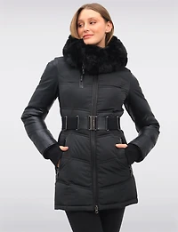 Manteau Doudoune à Capuche en Fausse Fourrure de Luxe Végane par Sicily