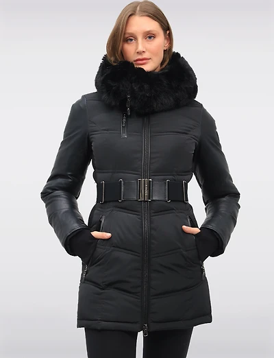 Manteau Doudoune à Capuche en Fausse Fourrure de Luxe Végane par Sicily