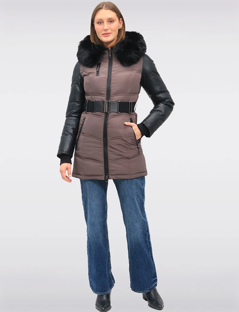 Manteau Doudoune à Capuche en Fausse Fourrure de Luxe Végane par Sicily