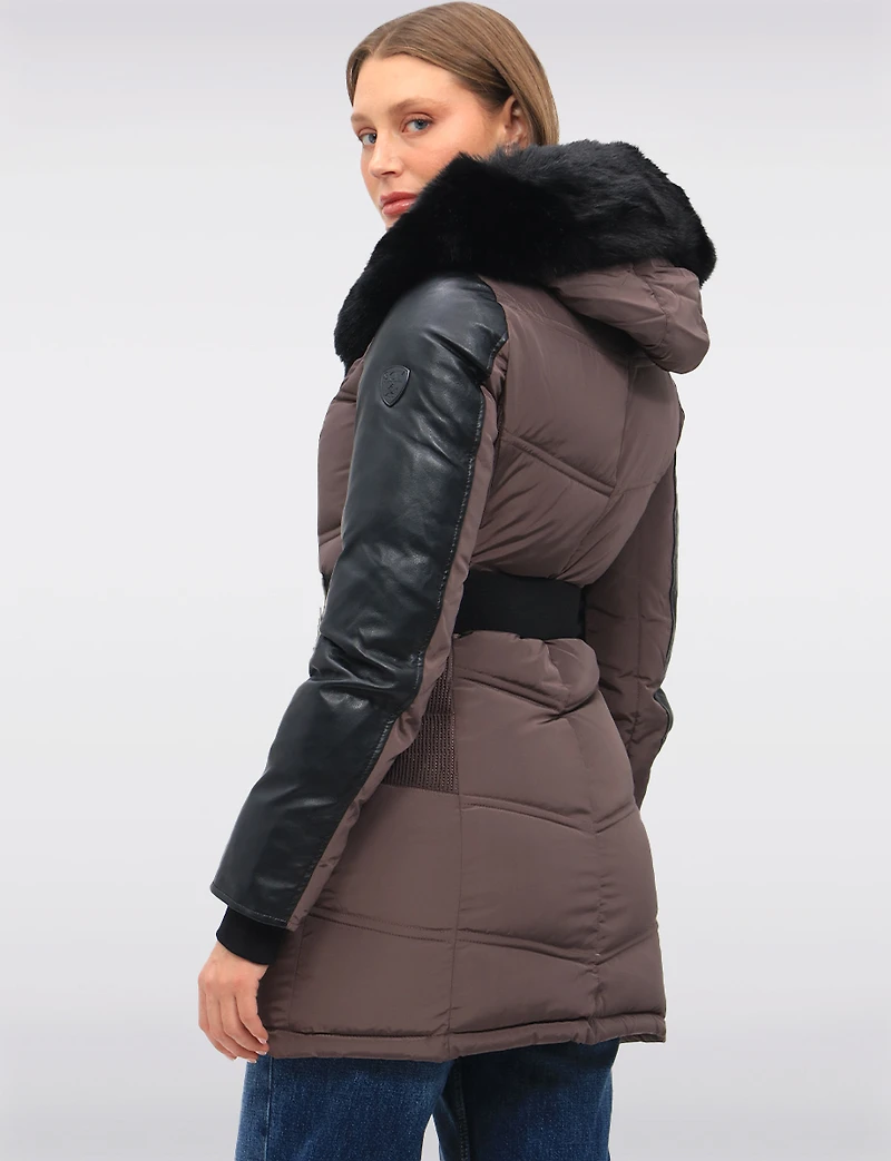 Manteau Doudoune à Capuche en Fausse Fourrure de Luxe Végane par Sicily