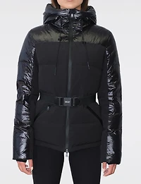 Veste Matelassée Mate & Cire Chic Court avec Ceinture par Sicily