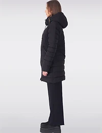 Veste Bouffante à Capuche Amovible en Duvet Long Ajustée Zippée par Sicily