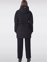 Veste Bouffante à Capuche Amovible en Duvet Long Ajustée Zippée par Sicily