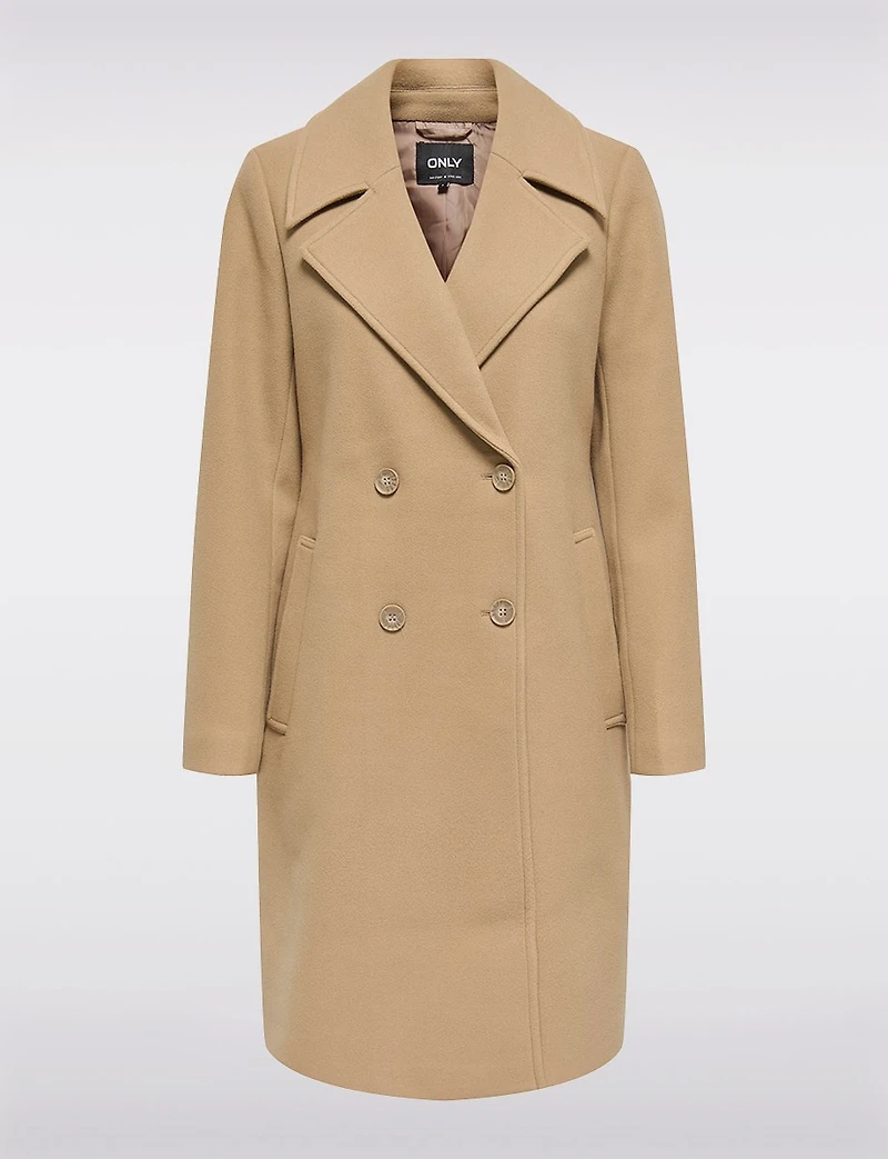 Manteau Classique à Double Boutonnage Col Revers Poches & Fente au Dos par Only