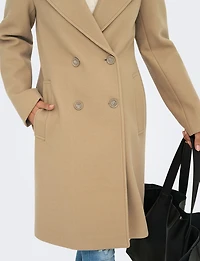 Manteau Classique à Double Boutonnage Col Revers Poches & Fente au Dos par Only