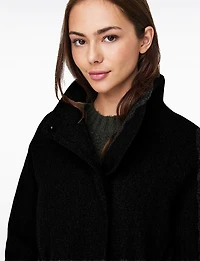Manteau Chic Coupe Ajustée À Col Haut en Laine Mélangée Avec Ceinture Par Only