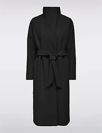 Manteau Chic Coupe Ajustée À Col Haut en Laine Mélangée Avec Ceinture Par Only