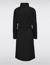 Manteau Chic Coupe Ajustée À Col Haut en Laine Mélangée Avec Ceinture Par Only