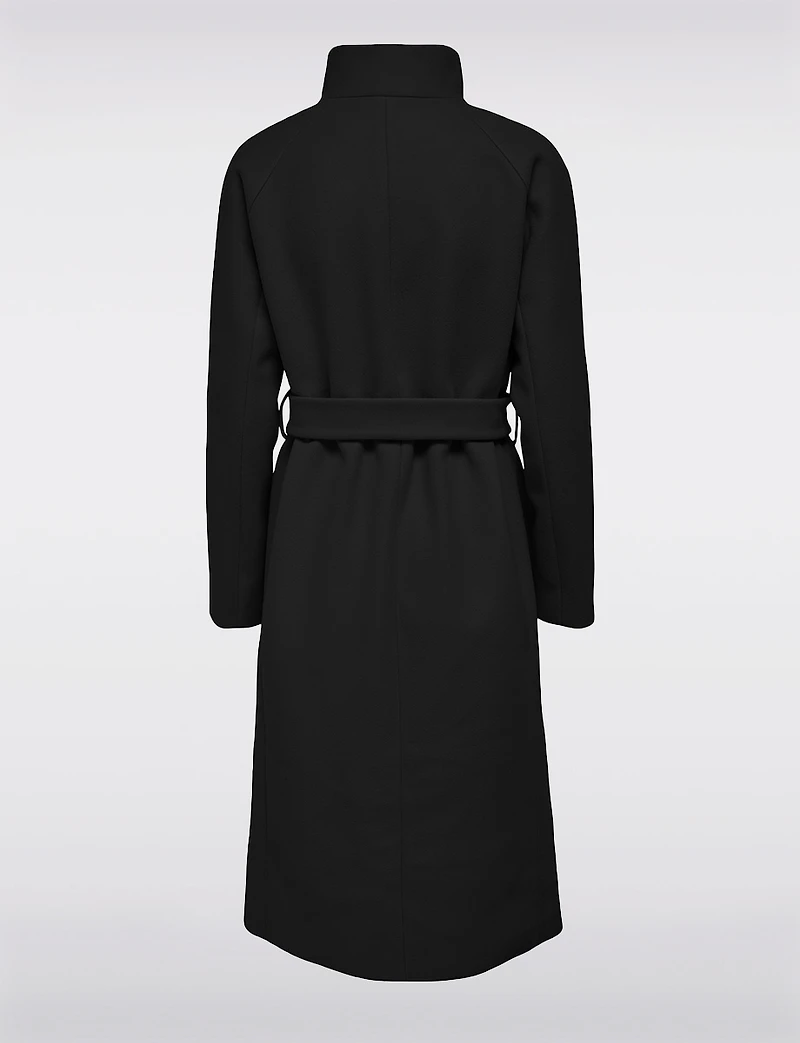 Manteau Chic Coupe Ajustée À Col Haut en Laine Mélangée Avec Ceinture Par Only