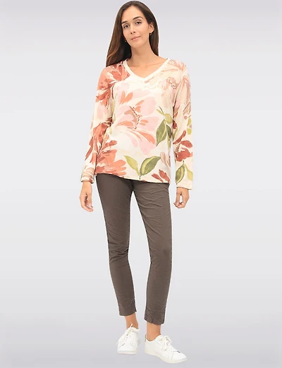 Haut Tricot Fleuri Col V Froccella