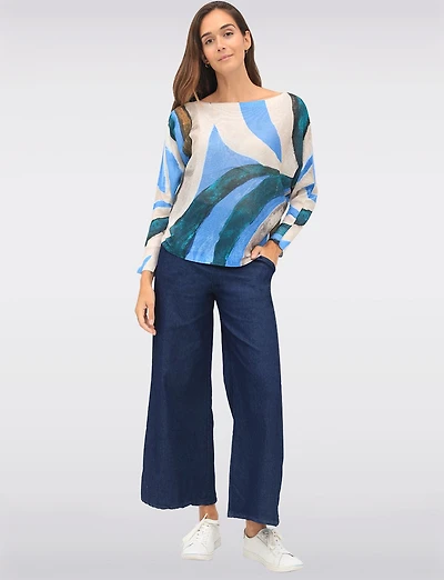 Haut Chic En Maille Motif Abstrait À Manches Dolman Col Bateau par Froccella