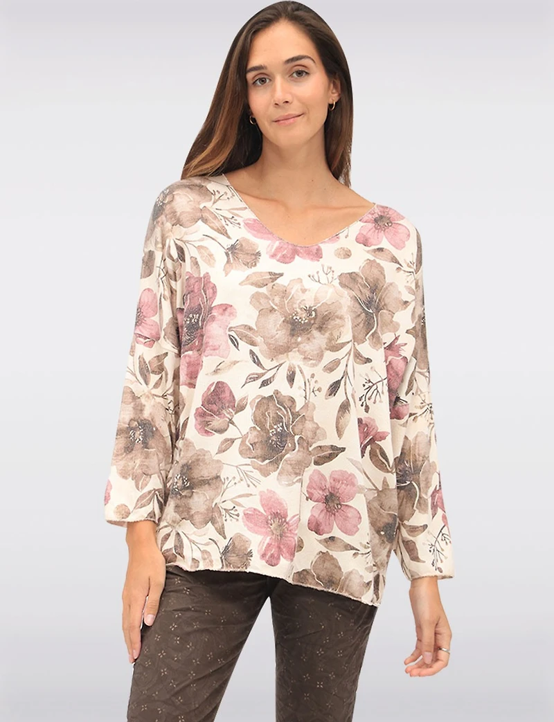 Haut V-Neck Floral Boxing day Deals par Froccella | Manteaux