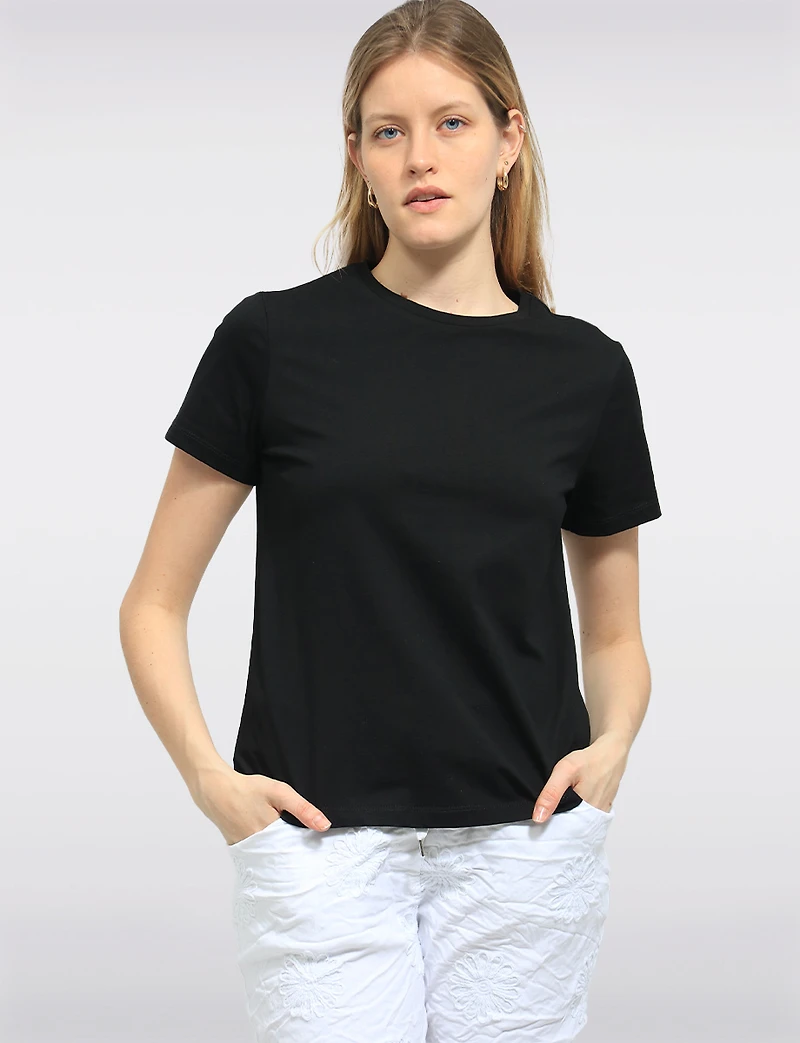 T-shirt Classique en Coton Léger à Col Rond et Manches Courtes par Point Zero