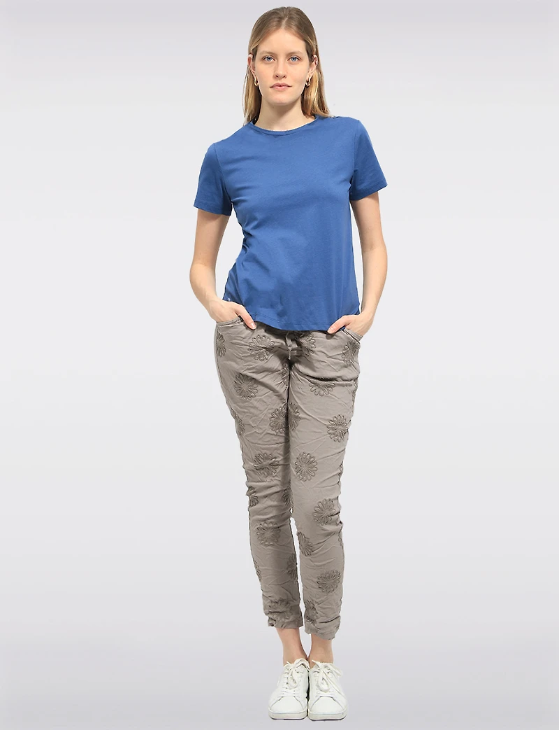 T-shirt Classique en Coton Léger à Col Rond et Manches Courtes par Point Zero