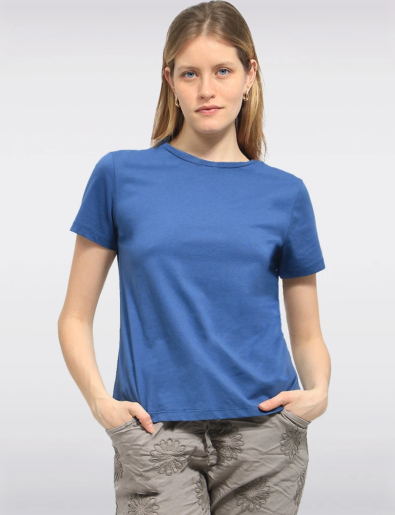 T-shirt Classique en Coton Léger à Col Rond et Manches Courtes par Point Zero