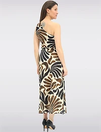 Robe Asymétrique Évasée À Imprimé Abstrait & Fermeture Latérale Par Point Zero