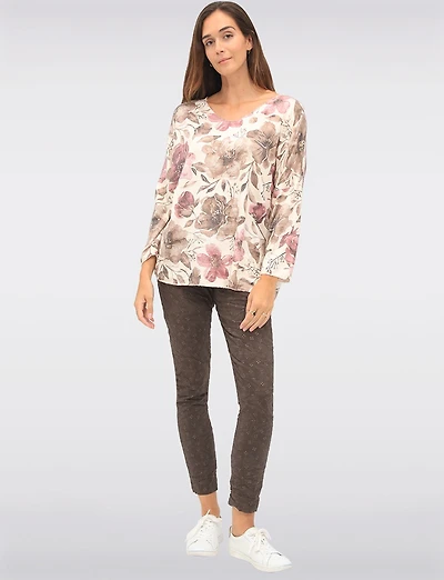 Pantalon Froissé Extensible à Enfiler avec Détails Dorés et Poches par Froccella