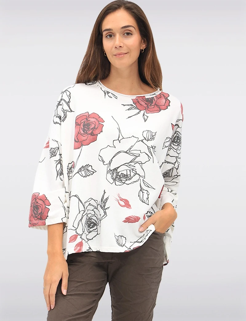 Haut Motif Rose Boxing day Deals par Froccella | Manteaux