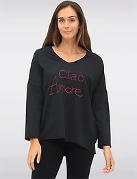 Haut Amore Brodé V-Neck Boxing day Deals par Froccella | Manteaux Manteaux