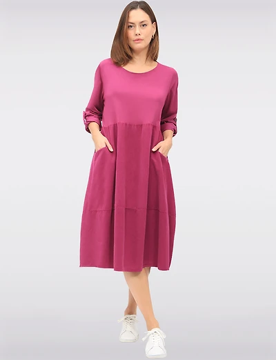 Robe Ballon en Velours Côtelé à Manches Longues & Poches Plaquées par Froccella