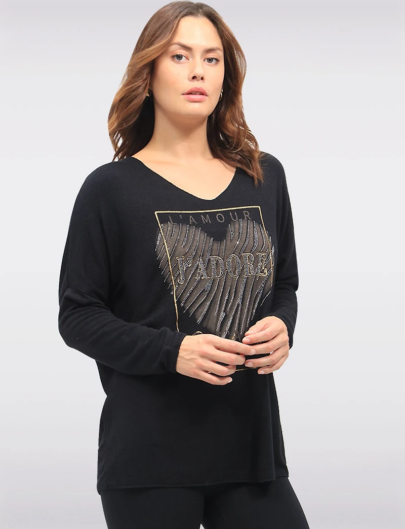 Haut En Maille Motif Cœur Boxing day Offres par Froccella | Manteaux Manteaux