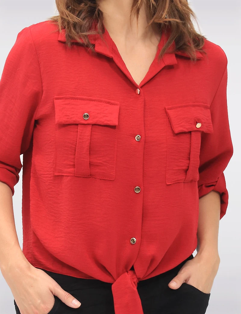 Blouse Tie-Front Boxing day Deals par Froccella | Manteaux Manteaux