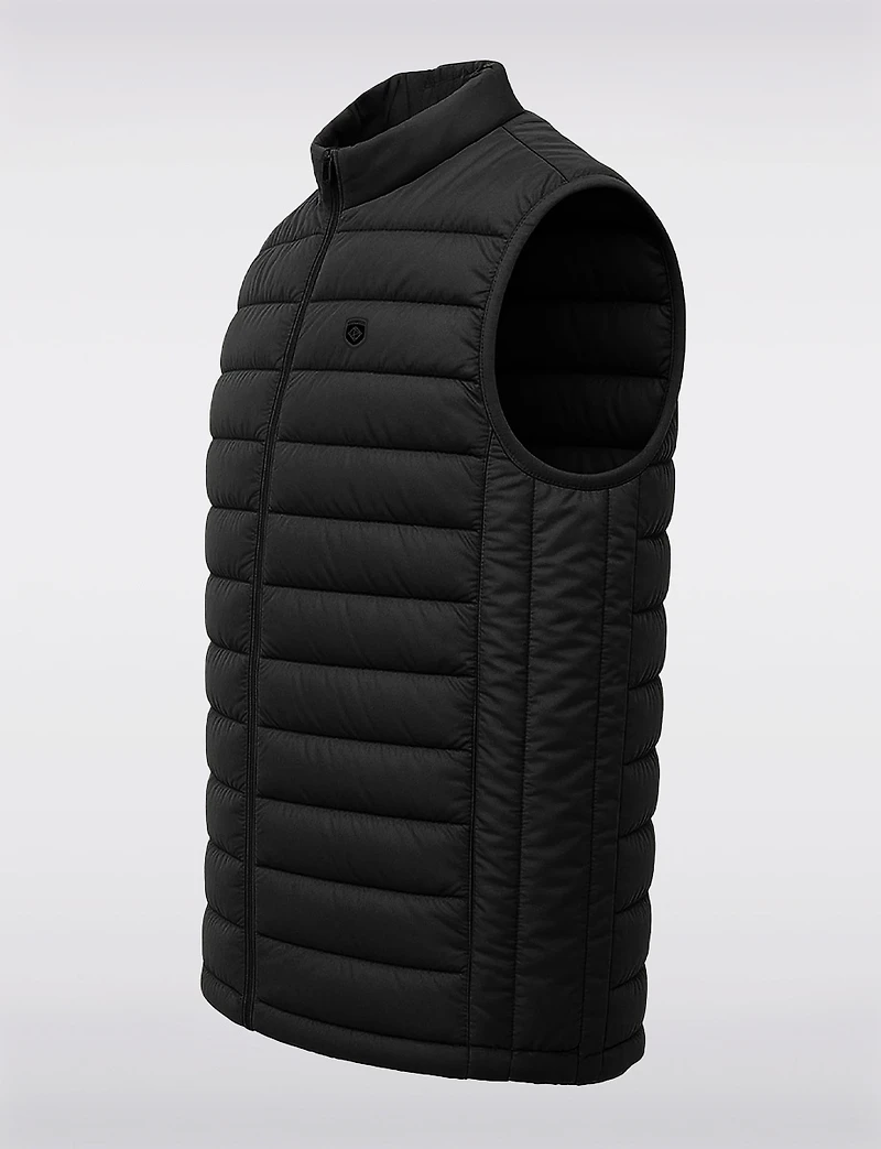 Gilet Noir Matelassé Ultra-Léger Coupe-Vent et Résistant à l'Eau par Point Zero