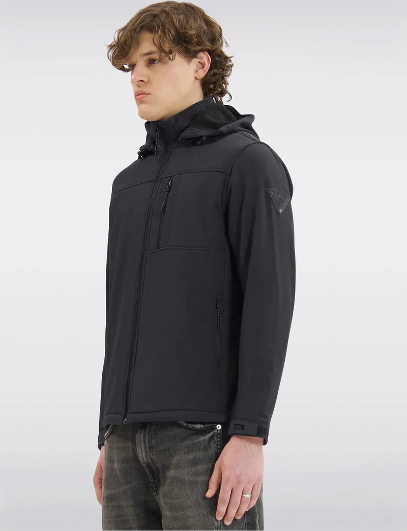 Veste Noir Coquille Souple Dry-Tech Imperméable avec Capuche par Point Zero