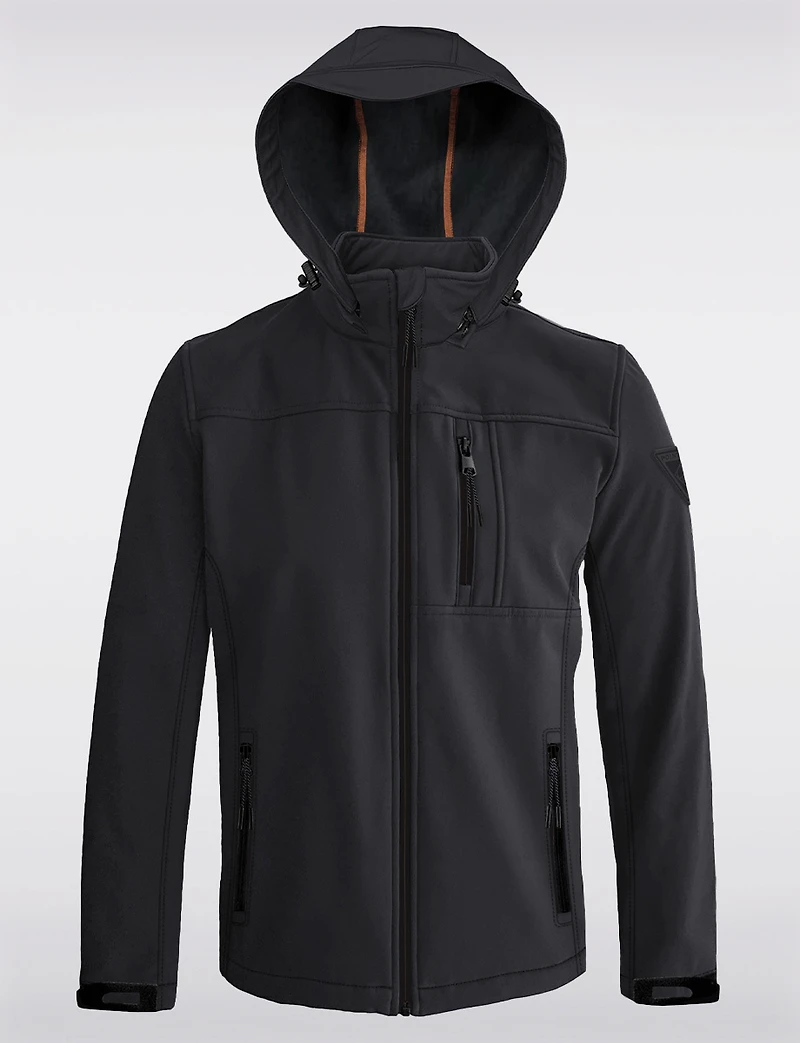 Veste Noir Coquille Souple Dry-Tech Imperméable avec Capuche par Point Zero
